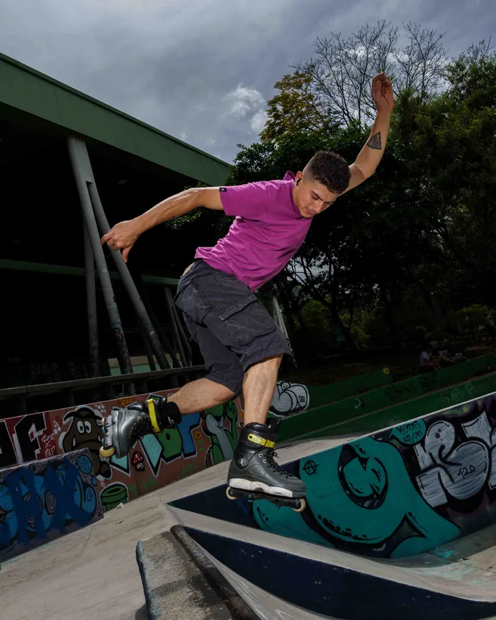 Skater at a skate park, Colombia