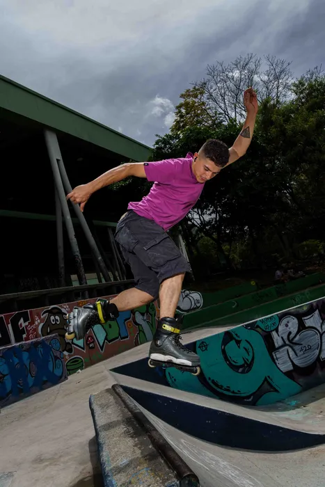 Skater at a skate park, Colombia